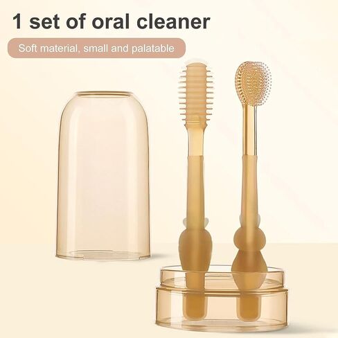 JJLFresheners 1Set Baby Toothbrush,Infant Toothbrush 360 Degree Cleaning Dental Care Silicone Baby Tongue Brush Toothbrush Kit Bath Toys for Infants 6-12 Months Carrot 0-18M Infant Toddler in Saudi Arabia