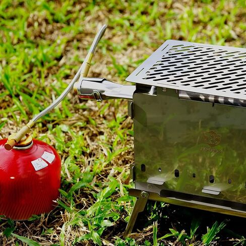 Bestargot wood stove portable hobo stove with a pipe burner, camp grill, foldable and windproof backpack stainless steel with a carrying bag, for solo camping, backpack trips, hiking, picnic, bbq in Kuwait