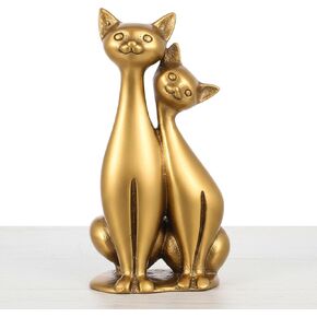 Brass Couple Cat Figurines, Vintage Sculpture Art Piece Cat Decor for Home Office or Café Fun Cat Gifts for Cat Lover, Girl, Mom, and Wife in Kuwait