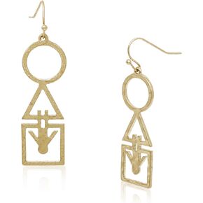 أقراط متدلية هندسية خفيفة الوزن من POMINA أقراط متدلية هندسية بلون ذهبي غير لامع متصلة بدائرة بيضاوية مسدس خطي متدلية للنساء in Kuwait