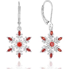 Sterling Silver Snowflake Earrings Marquise Zircon Winter Crystal Snow Dangle Drop Earrings Christmas Brithday Jewelry for Her in Kuwait