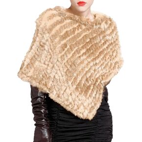 Knitted Genuine Rabbit furs Poncho,Lady Luxury Shawl,Striped furs Poncho Sweater,fursCape for Weddings and Evening Wear in Saudi Arabia