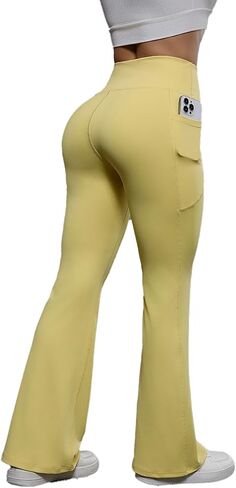 ZFLM Women’s Workout High Waist Yoga Flare Leggings with Pockets Gym Running in Kuwait