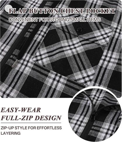 ZITY Men's Cotton Linen Zip up Hoodies Long Sleeve Casual Tops Plaid Flannel Shirt with Hood in Saudi Arabia