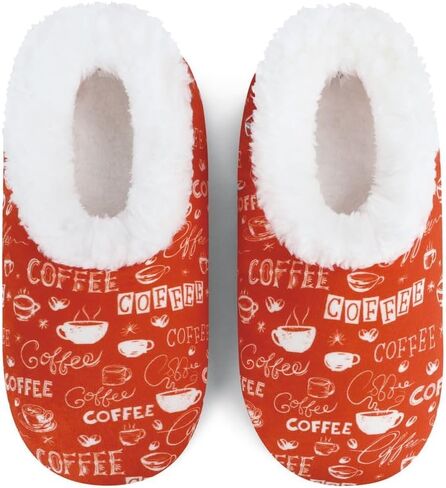 Snoozies Blissful Print Slipper Socks for Women with Warm and Soft Sherpa Lining, Cute House Shoes for Women Non-Skid Sole in Saudi Arabia