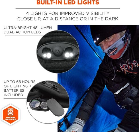 Ergodyne Standard Beanie Winter Hat with LED Lights, Orange, One Size in Kuwait
