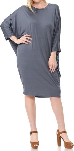 Pastel by Vivienne Women's Side Draped Dolman Sleeves Plus Dress in Saudi Arabia