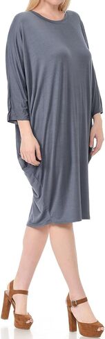 Pastel by Vivienne Women's Side Draped Dolman Sleeves Plus Dress in Saudi Arabia