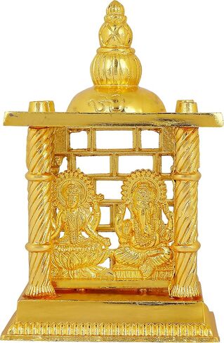 Craftsman 4.5 inch Lakshmi Ganesha Mandir Statue. Metal Figurine Idol Murti Set for Hindu Pooja for Home Mandir. Indian Diwali Puja Pujan Decoration Indian Housewarming Return Gift Items in Saudi Arabia