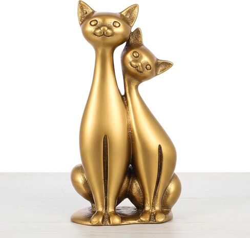 Brass Couple Cat Figurines, Vintage Sculpture Art Piece Cat Decor for Home Office or Café Fun Cat Gifts for Cat Lover, Girl, Mom, and Wife in Kuwait