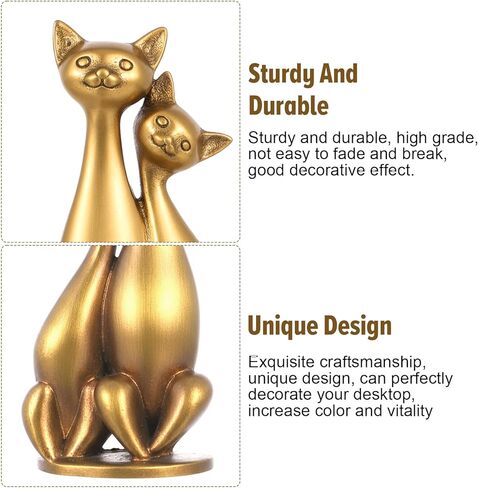 Brass Couple Cat Figurines, Vintage Sculpture Art Piece Cat Decor for Home Office or Café Fun Cat Gifts for Cat Lover, Girl, Mom, and Wife in Kuwait