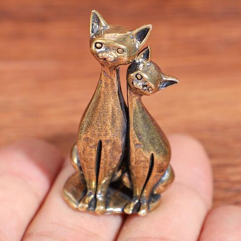 Brass Couple Cat Figurines, Vintage Sculpture Art Piece Cat Decor for Home Office or Café Fun Cat Gifts for Cat Lover, Girl, Mom, and Wife in Kuwait