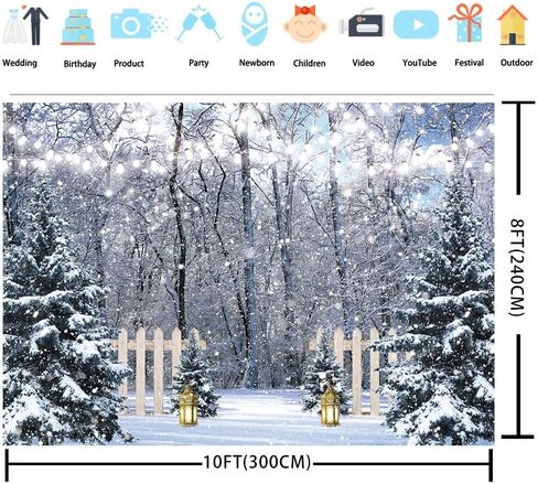 Winter Forest Scene Backdrop Wintry Wonderland Snow Pine Tree Photography Background for Christmas New Year Event Party Decoration Banner Holiday Photo Background (7X5FT(82 x 59 inch)) in Kuwait