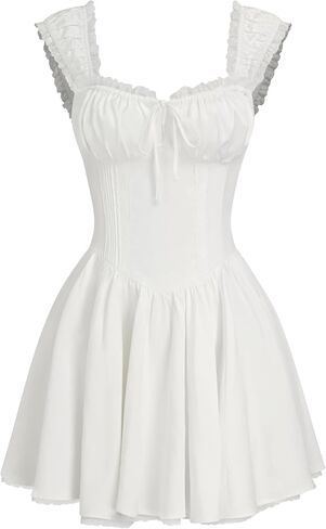 CIDER Party Dress Mini Dresses Sweetheart Neck Lettuce Trim Ruffle Knotted High Waist Short Dress in Saudi Arabia