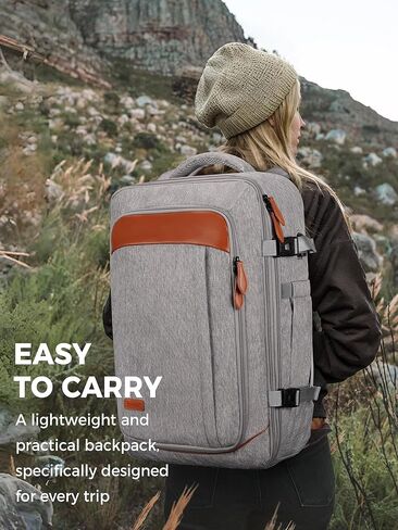 حقيبة ظهر Vancropak للحمل، حقيبة ظهر للسفر معتمدة من الطيران مع 3 مكعبات تعبئة، حقيبة سفر شخصية قابلة للتوسيع تناسب كمبيوتر محمول مقاس 17.3 بوصة، حقيبة أمتعة مضادة للسرقة في عطلة نهاية الأسبوع للنساء والرجال، رمادي in Kuwait