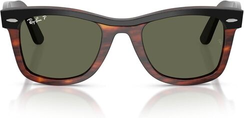 نظارات شمسية Ray-Ban RB2240F Street Neat I Low Bridge Fit مربعة الشكل، سوداء على هافانا/أخضر مستقطب، 52 مم in Saudi Arabia