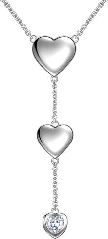 beautlace Love Heart Necklaces Sliver/Black Gun Plated Romantic Heart Y-Necklaces Jewelry for Women and Men KP0249 in Saudi Arabia