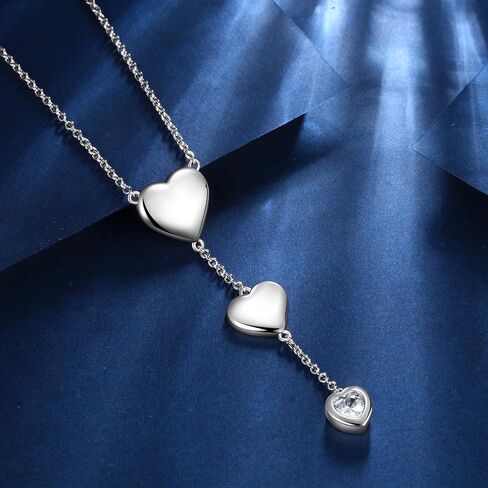beautlace Love Heart Necklaces Sliver/Black Gun Plated Romantic Heart Y-Necklaces Jewelry for Women and Men KP0249 in Saudi Arabia