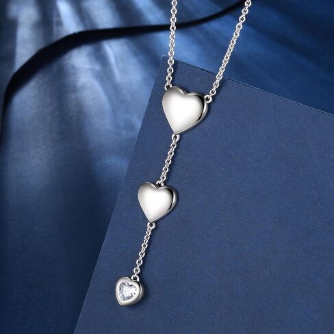 beautlace Love Heart Necklaces Sliver/Black Gun Plated Romantic Heart Y-Necklaces Jewelry for Women and Men KP0249 in Saudi Arabia