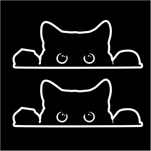 Cute Peeking Sneaky Cat Sticker Waterproof Indoor Outdoor Vinyl Decal, 5Inch Curious Peeking Kitty Cat Sticker for Car Window Bumper Laptop Motorcycle, and Any Other Smooth Surface (a) in Kuwait