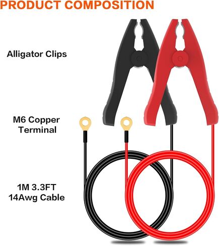 Alligator Clips Booster Jumper Cable 8 AWG 3.3FT Tinned Copper Electronic Wire with 50A Anderson Connector Plug Battery Charger Gator Clamps for 12/24V Inverter Car Battery Charging in Saudi Arabia