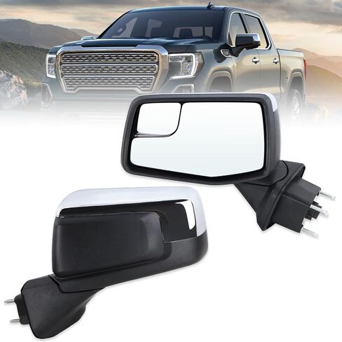 Left Driver Side Mirror Compatible With 2019 2020 2021 2022 2023 2024 2025 GMC Sierra 1500 With Manual Folding Power Glass Heated Matte Black Replace#84732161,84309731(5Pins) in Saudi Arabia