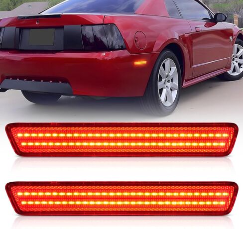 Litzland LED أضواء العلامات الجانبية الخلفية متوافقة مع فورد موستانج 1999 2000 2002 2002 2003 2004 المصد الخلفي مصباح عدسة حمراء in Kuwait
