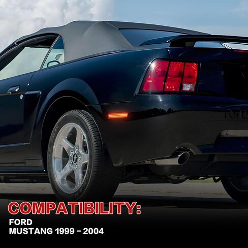 Litzland LED أضواء العلامات الجانبية الخلفية متوافقة مع فورد موستانج 1999 2000 2002 2002 2003 2004 المصد الخلفي مصباح عدسة حمراء in Kuwait