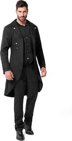 Spooktacular Creations Steampunk Costume Men, Black Gothic Men Steampunk Jacket for Halloween Cosplay Party in Saudi Arabia