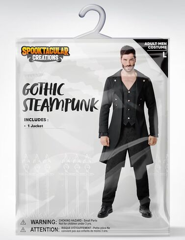 Spooktacular Creations Steampunk Costume Men, Black Gothic Men Steampunk Jacket for Halloween Cosplay Party in Saudi Arabia