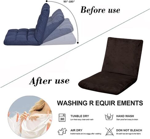 2 PS Floor Chair with Back Support Cover ONLY,Adjustable Position Folding Sofa Chair Slipcover,Suitable for Padded Sleeper Bed,Couch Recliner,Gaming Floor Chairs(ONLY Cover,Brown) in Saudi Arabia