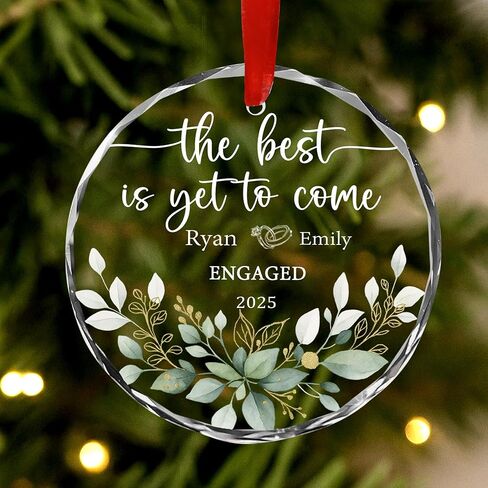 Personalized Engaged Glass Christmas Ornament, Custom The Best is Yet to Come Glass Ornaments, Gifts for Couples, Newly Engaged Ornaments, Engagement Gifts, Wedding Gift for Couples in Saudi Arabia