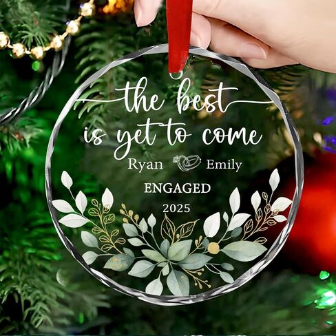 Personalized Engaged Glass Christmas Ornament, Custom The Best is Yet to Come Glass Ornaments, Gifts for Couples, Newly Engaged Ornaments, Engagement Gifts, Wedding Gift for Couples in Saudi Arabia