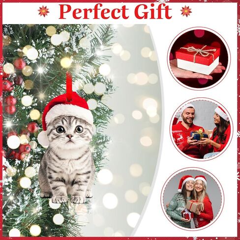 SICOHOME Orange Cat Christmas Ornament - Graceful Acrylic Fat Orange Cat Gifts Cats Ornaments for Christmas Tree Christmas Decor Home (2D) in Saudi Arabia