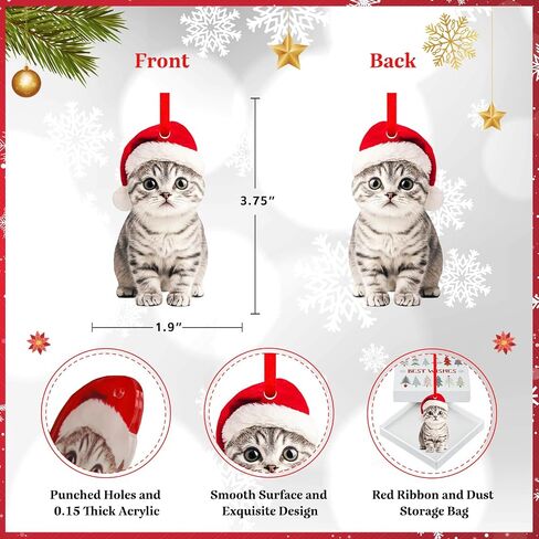 SICOHOME Orange Cat Christmas Ornament - Graceful Acrylic Fat Orange Cat Gifts Cats Ornaments for Christmas Tree Christmas Decor Home (2D) in Saudi Arabia