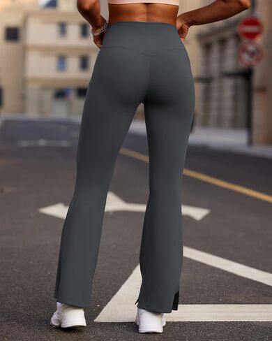 Yoga Pants for Women, Cross-Over High Waist and High Elasticity Running Sports Fitness Casual Flared Pants with Pockets in Saudi Arabia