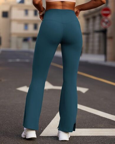 Yoga Pants for Women, Cross-Over High Waist and High Elasticity Running Sports Fitness Casual Flared Pants with Pockets in Saudi Arabia