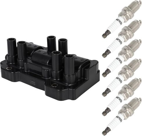 OCPTY 1 ignition coils + 6 iridium Spark Plugs, Fit for Saturn Vue 3.5L 2008-2010,for Pontiac G6 3.5L 2005-2010,for Chevrolet for Silverado 1500 4.3L 2007-2013 UF434 ‎C1521 D591a in Saudi Arabia