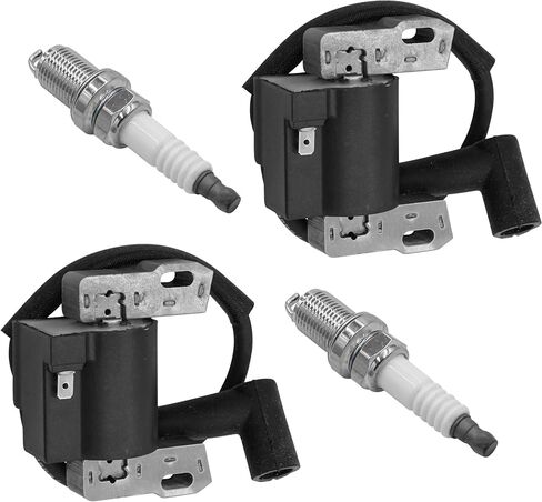 Caltric Ignition Coil with Spark Plug Compatible with John Deere S120 S130 S140 S160 S170 S180 S220 MIA12788 LG691060 MIA12346 M78543 x2 in Saudi Arabia