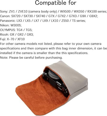 kinokoo Camera Storage Bag Compatible for SONY ZV1 ZVE10 RX100 Series Ricoh GR Series Canon SX720/730/740/G7X/G9X/ Fuji X-70/XF10 Panasonic ZS50/TS/LX Series Nikon W300s Olympus TG4/TG5 Black in Kuwait