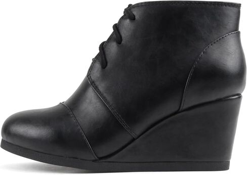 Soda “REX" ~ Women Lace Up Rounded Toe Low Wedge Ankle Bootie in Kuwait