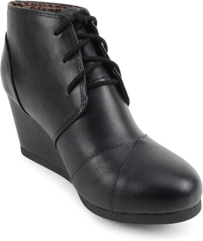 Soda “REX" ~ Women Lace Up Rounded Toe Low Wedge Ankle Bootie in Kuwait