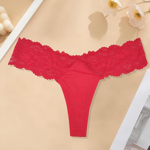 Sexy Sheer Lace Mid-Rise Women's Thong Panties - Nylon Knit Underwear, Lingerie Intimates for Ladies in Saudi Arabia