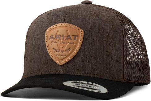 Ariat Men's 6-Panel Mesh Back Snapback Cap with Tan Patch and Black Bill (Brown) in Saudi Arabia