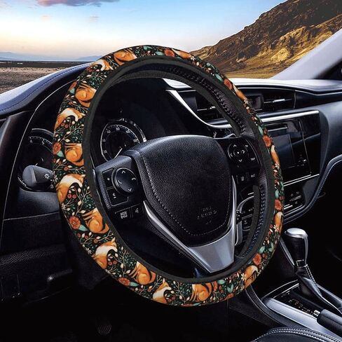 Dujiea Cute Fox Fall Autumn Elastic Stretch Steering Wheel Cover, Anti-Slip and Durable Car Steering Wheel Accessories for Women Men, 15 Inch Universal Fit Car, Truck, SUV in Saudi Arabia