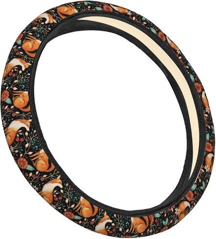 Dujiea Cute Fox Fall Autumn Elastic Stretch Steering Wheel Cover, Anti-Slip and Durable Car Steering Wheel Accessories for Women Men, 15 Inch Universal Fit Car, Truck, SUV in Saudi Arabia