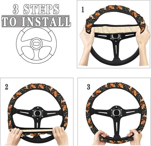Dujiea Cute Fox Fall Autumn Elastic Stretch Steering Wheel Cover, Anti-Slip and Durable Car Steering Wheel Accessories for Women Men, 15 Inch Universal Fit Car, Truck, SUV in Saudi Arabia