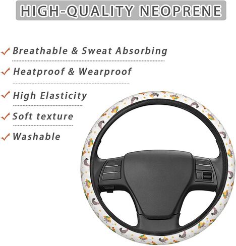 Dujiea Cute Fox Fall Autumn Elastic Stretch Steering Wheel Cover, Anti-Slip and Durable Car Steering Wheel Accessories for Women Men, 15 Inch Universal Fit Car, Truck, SUV in Saudi Arabia