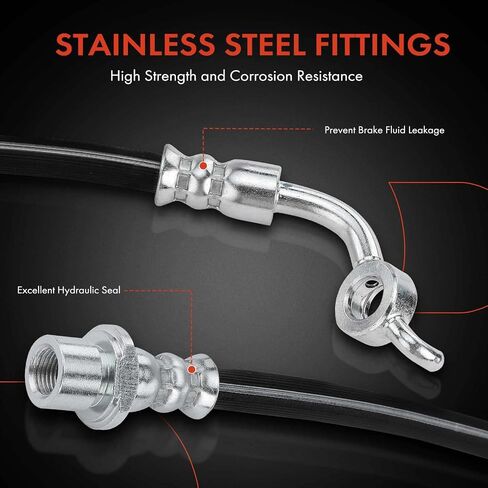 خرطوم هيدروليكي لفرامل الراكب الخلفي A-Premium متوافق مع موديلات Toyota - RAV4 2006-2018 - استبدال # 9094702F51 (عبوة من قطعتين) in Saudi Arabia