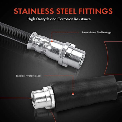 A-Premium Front Driver or Passenger Brake Hydraulic Hose Compatible with Select Audi Models - A6 1995-1997, A6 Quattro 1995-1998, S4 1992-1994, S6 1995-199, 100/100 Quattro 1992-1994 in Saudi Arabia